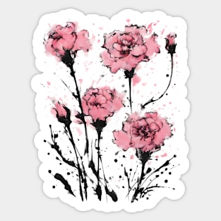 Pink Carnations Flowers Streetwear Sticker